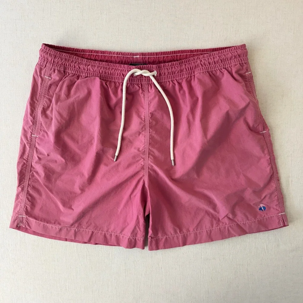 Brooks Brothers Swim Trunks XL Pink Nylon Mesh Lined Board Shorts 5.5 Inseam